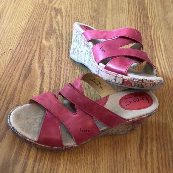 Boc red leather wedges sz 39 - Picture 1 of 7
